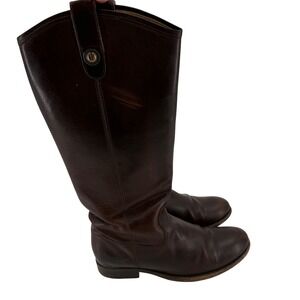 Frye Melissa Button Riding Boots Women 7 Dark Brown Leather Tall 77167